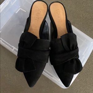 Black suede flats